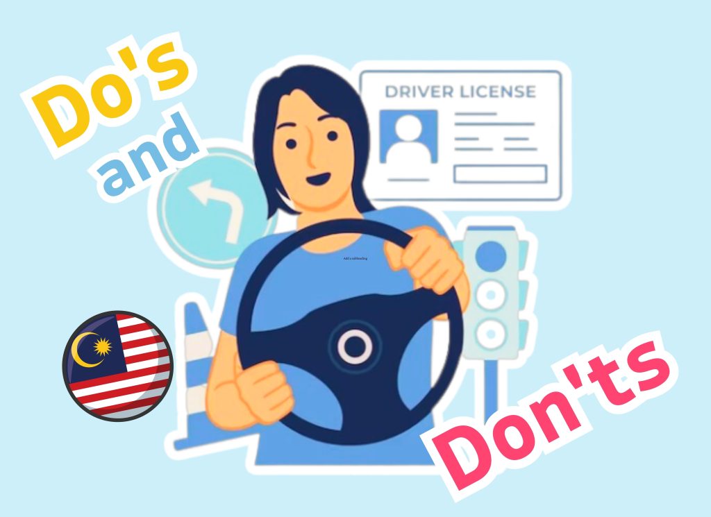 Header image with a cartoon woman driving, text in the background saying Do's and Don'ts