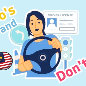 Header image with a cartoon woman driving, text in the background saying Do's and Don'ts
